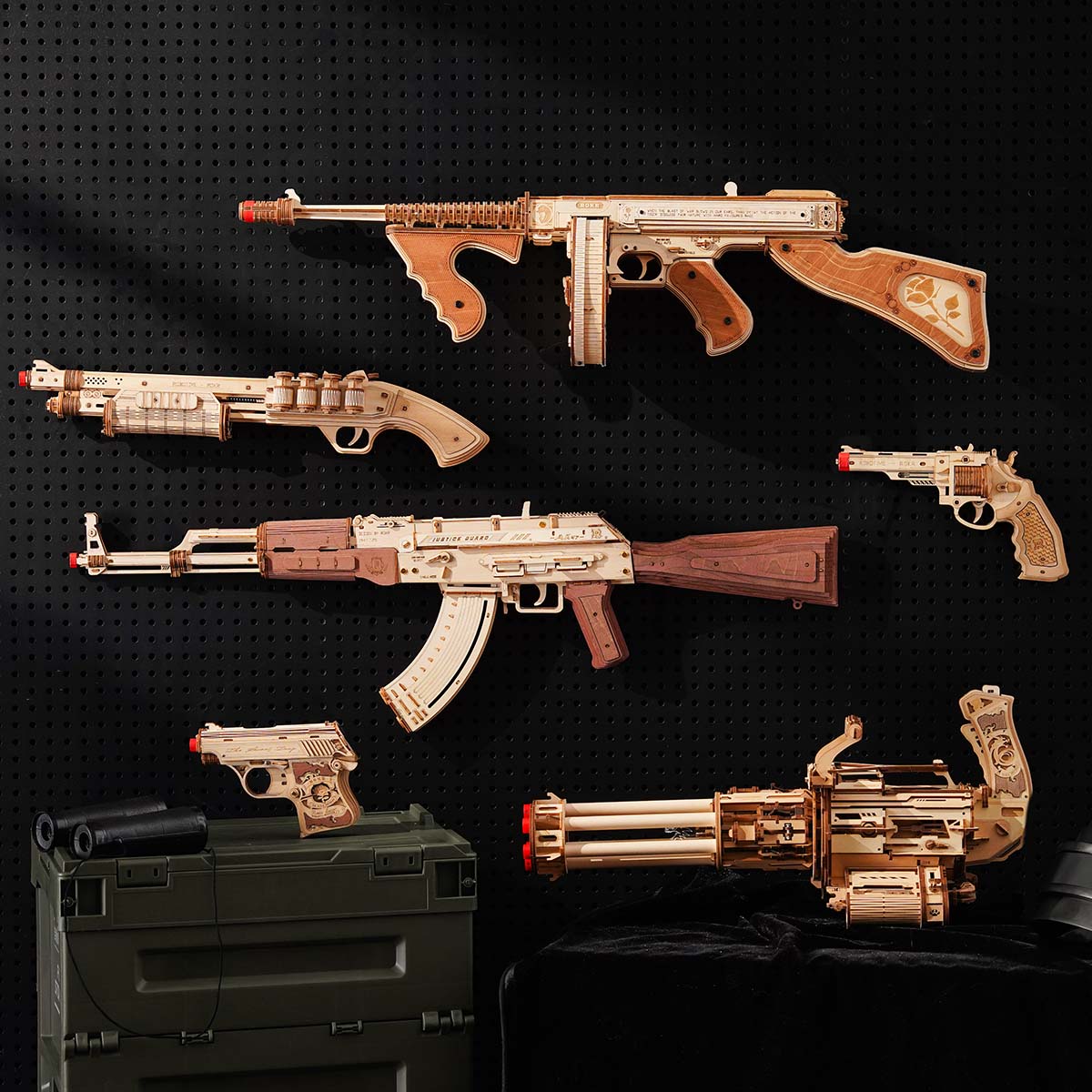 ROKR Rotating-Barrel Machine Toy Gun 3D Wooden Puzzle LQA01