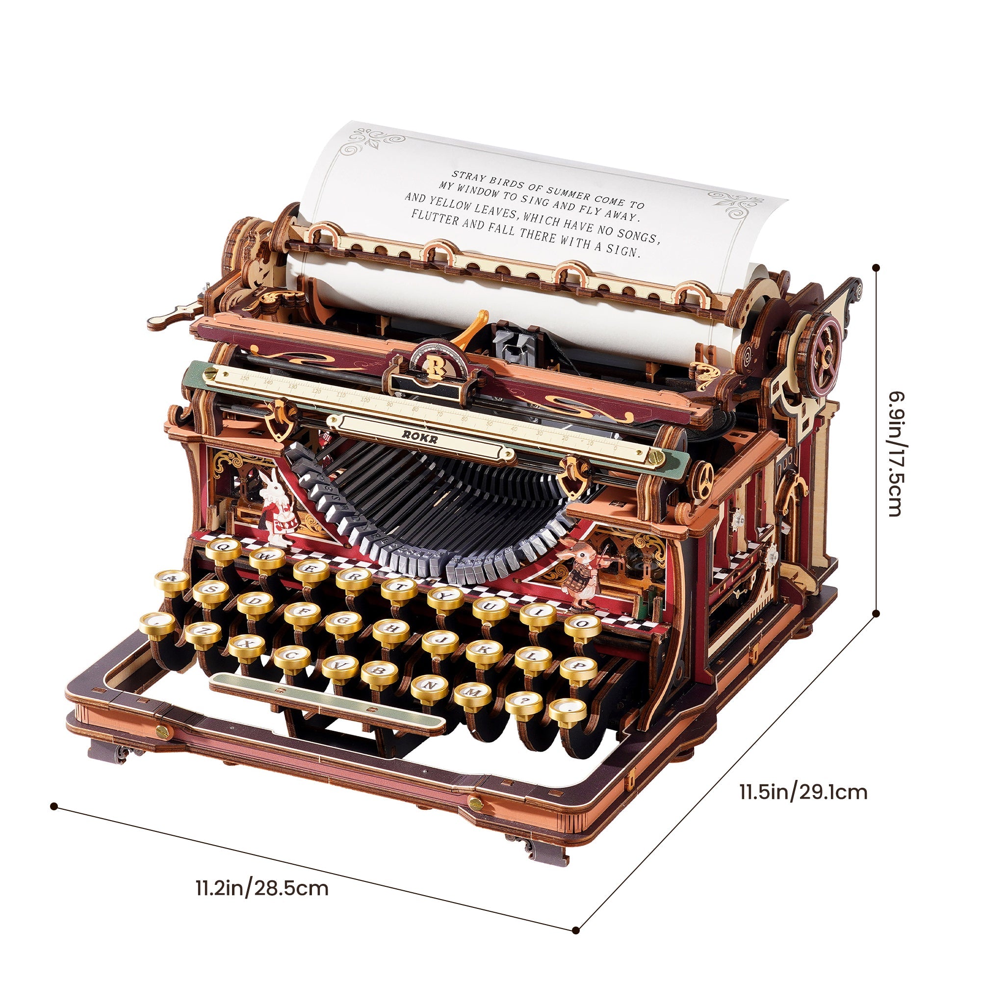 ROKR Mechanical Typewriter Wooden 3D Puzzle LK703C (Magic Version)