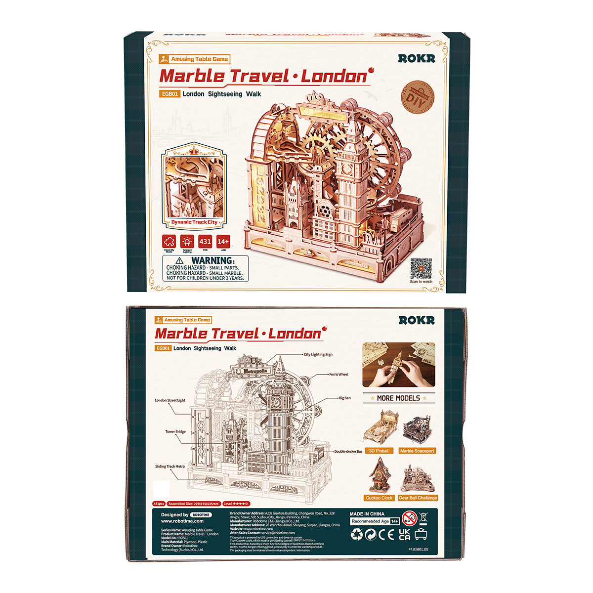 ROKR Marble Travel • London Marble Run Wooden 3D Puzzle EGB01