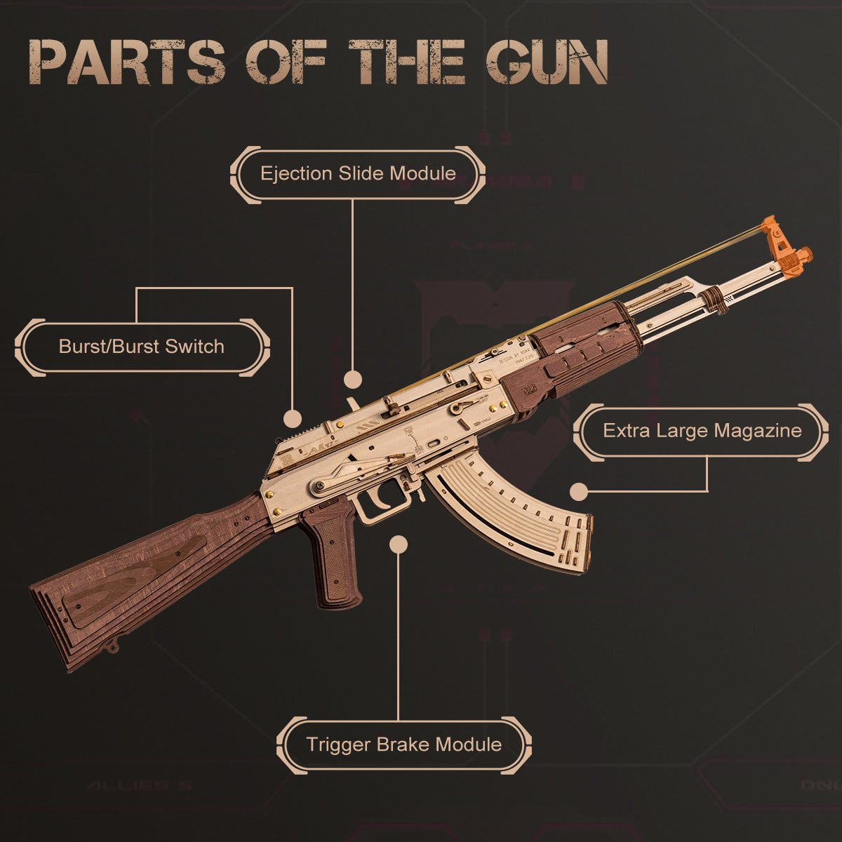 ROKR AK-47 Assault Rifle Toy Gun 3D Wooden Puzzle LQ901