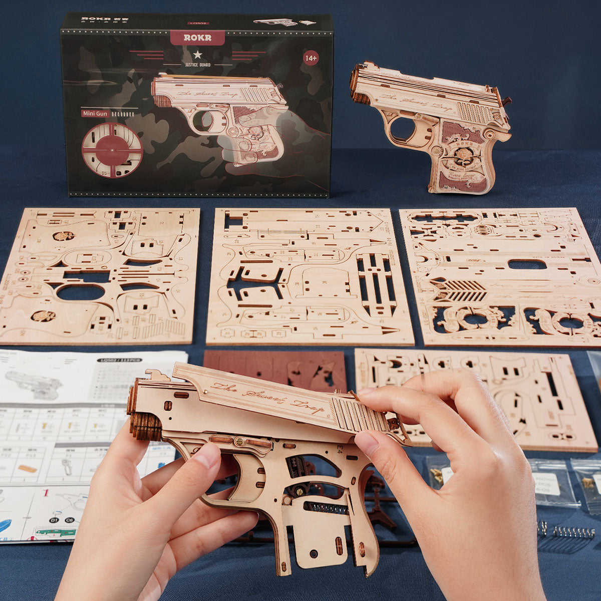 ROKR Mini Gun Wooden 3D Puzzle Toy Gun LQ502