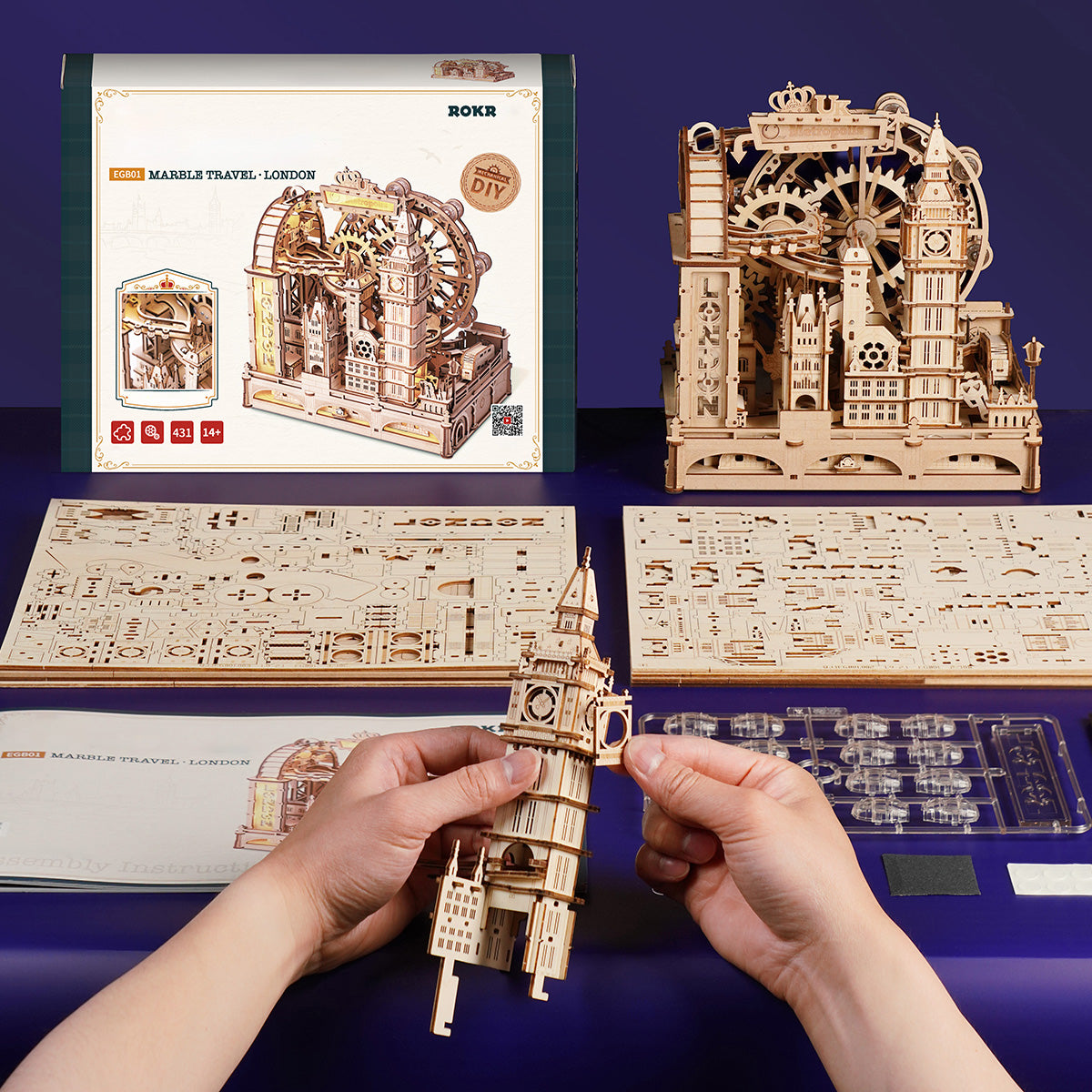 ROKR Marble Travel • London Marble Run Wooden 3D Puzzle EGB01