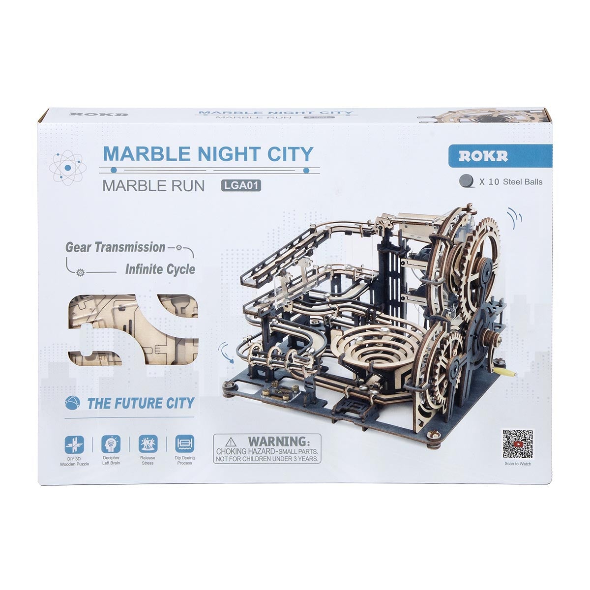 ROKR Marble Night City Marble Run 3D Wooden Puzzle LGA01