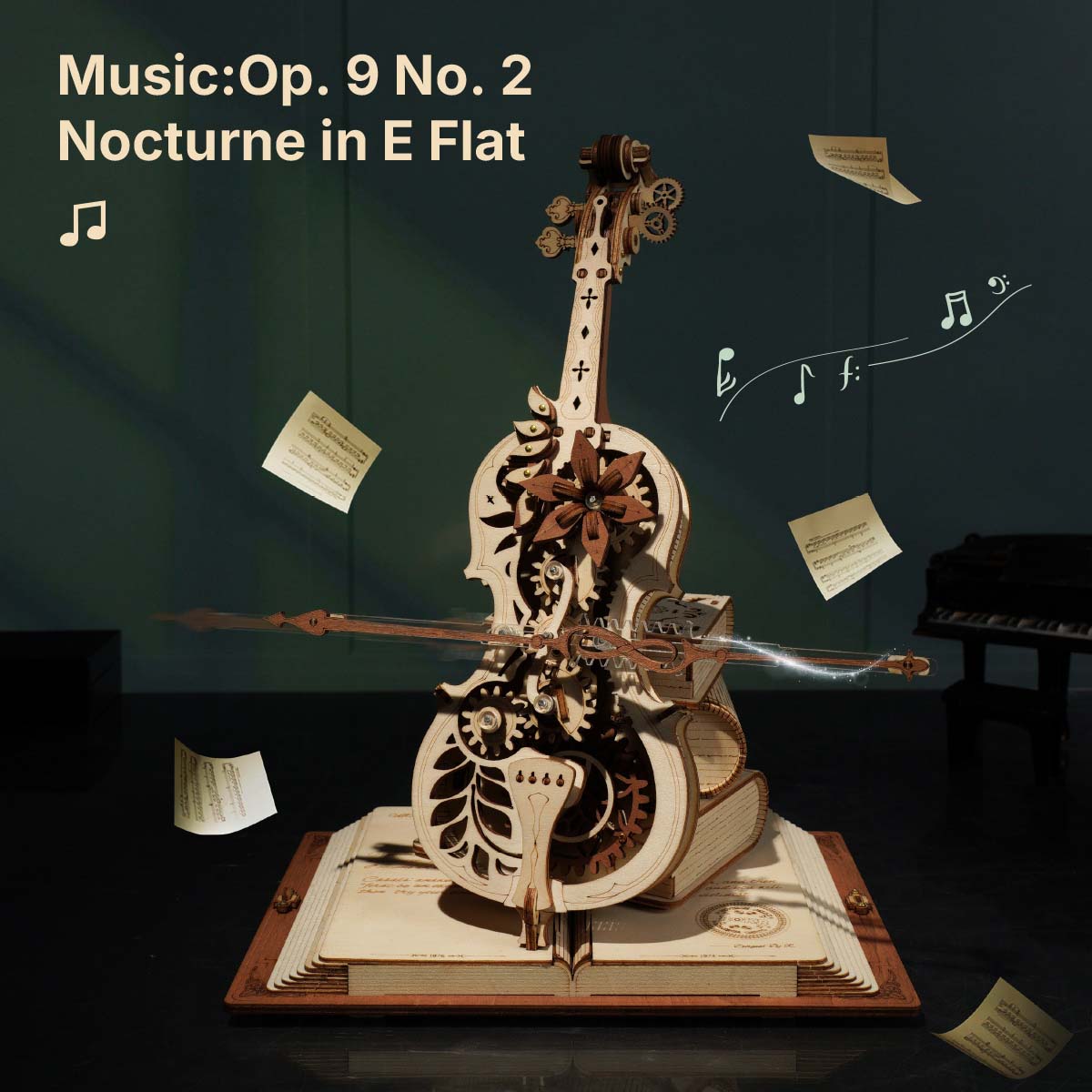 ROKR Magic Cello Mechanical Music Box 3D Wooden Puzzle AMK63