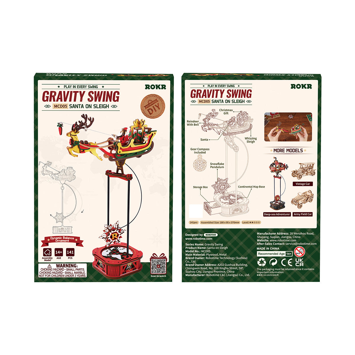 ROKR Santa on Sleigh Pendulum Balance Toy 3D Puzzle MCD05